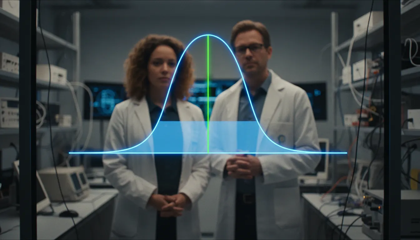Bell curve showing probability distribution with expected value and variance ranges