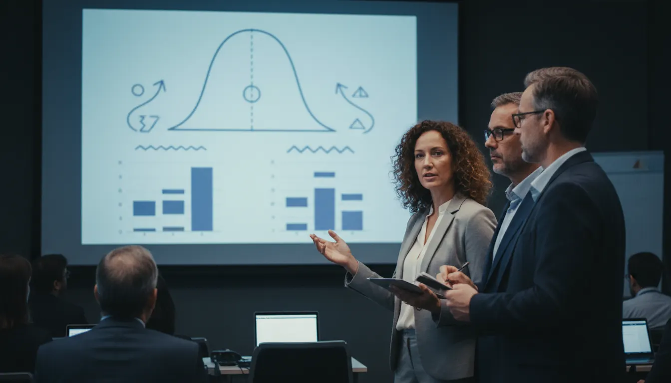 Probability distribution chart showing expected value and variance analysis